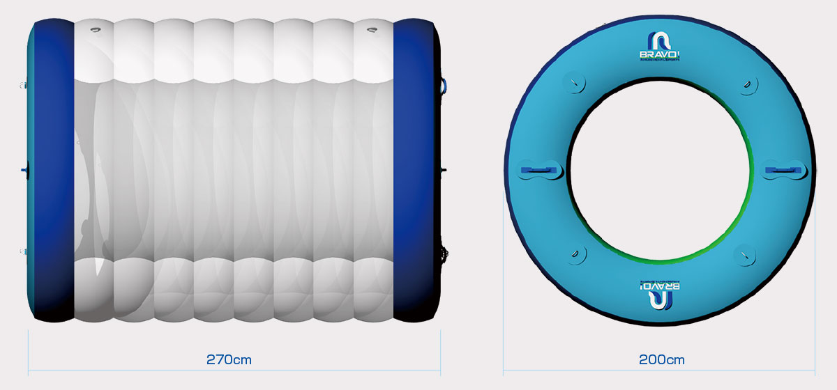 ドーナッツ型の水上遊具ウォーターローラー